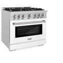 ZLINE 36 in. 5.2 cu. ft. Select Gas Range with 6 Burner Cooktop and Convection Gas Oven in Stainless Steel with White Matte Door (HGR-WM-36)