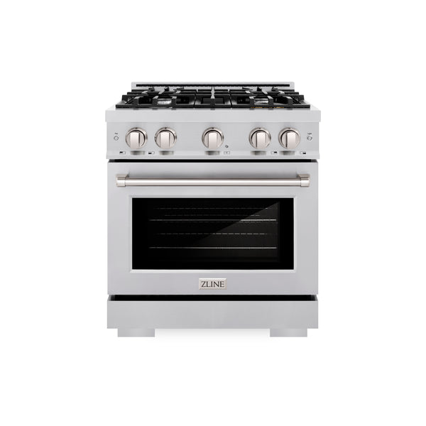 ZLINE 30 in. 4.2 cu. ft. Select Gas Range with 4 Burner Cooktop and Convection Gas Oven in Stainless Steel (HGR30)