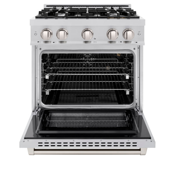 ZLINE 30 in. 4.2 cu. ft. Select Gas Range with 4 Burner Cooktop and Convection Gas Oven in Stainless Steel, Open Box-Great Condition