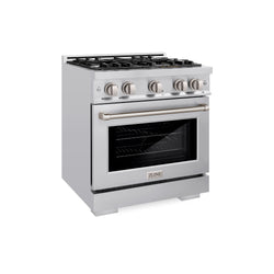 ZLINE 30 in. 4.2 cu. ft. Select Gas Range with 4 Burner Cooktop and Convection Gas Oven in Stainless Steel (HGR30)