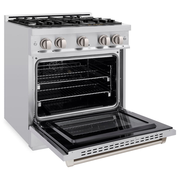 ZLINE 30 in. 4.2 cu. ft. Select Gas Range with 4 Burner Cooktop and Convection Gas Oven in Stainless Steel, Open Box-Great Condition