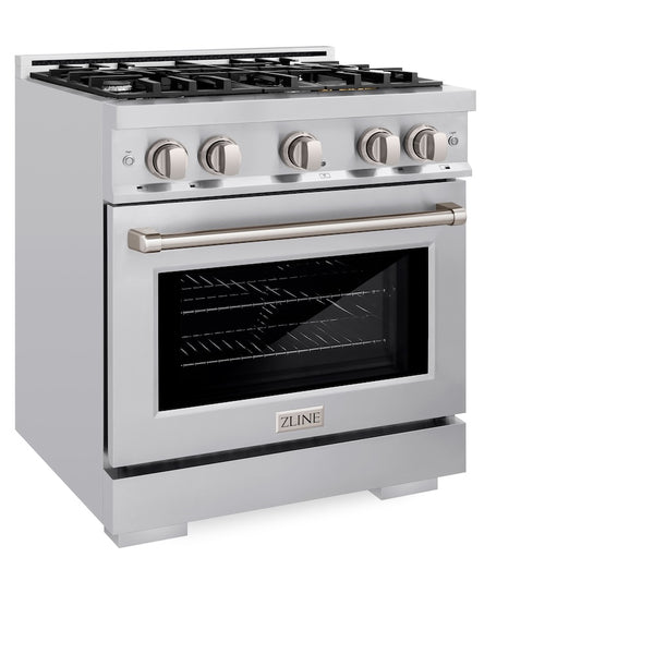 ZLINE 30 in. 4.2 cu. ft. Select Gas Range with 4 Burner Cooktop and Convection Gas Oven in Stainless Steel, Open Box-Great Condition