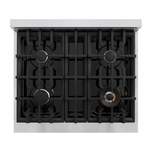 ZLINE 30 in. 4.2 cu. ft. Select Gas Range with 4 Burner Cooktop and Convection Gas Oven in Stainless Steel, Open Box-Great Condition