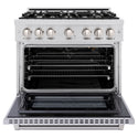 ZLINE 36 in. 5.2 cu. ft. Select Gas Range with 6 Burner Cooktop and Convection Gas Oven in Stainless Steel, Open Box-Great Condition