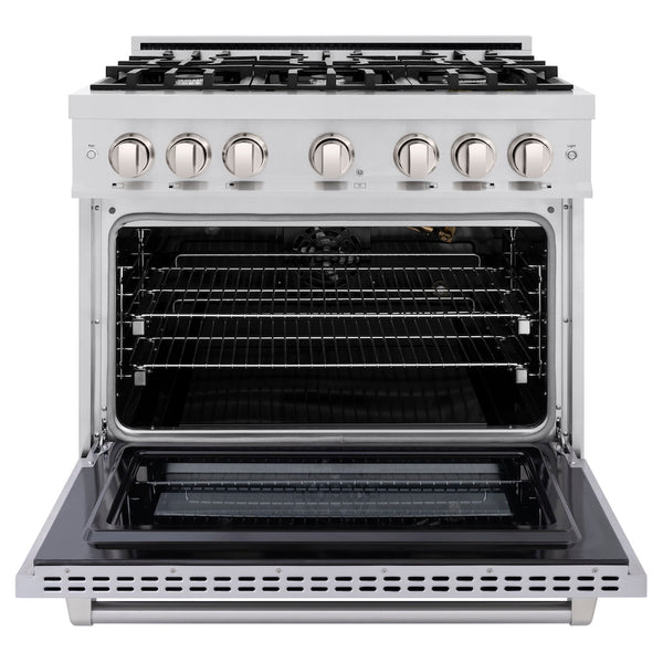 ZLINE 36 in. 5.2 cu. ft. Select Gas Range with 6 Burner Cooktop and Convection Gas Oven in Stainless Steel, Open Box-Great Condition