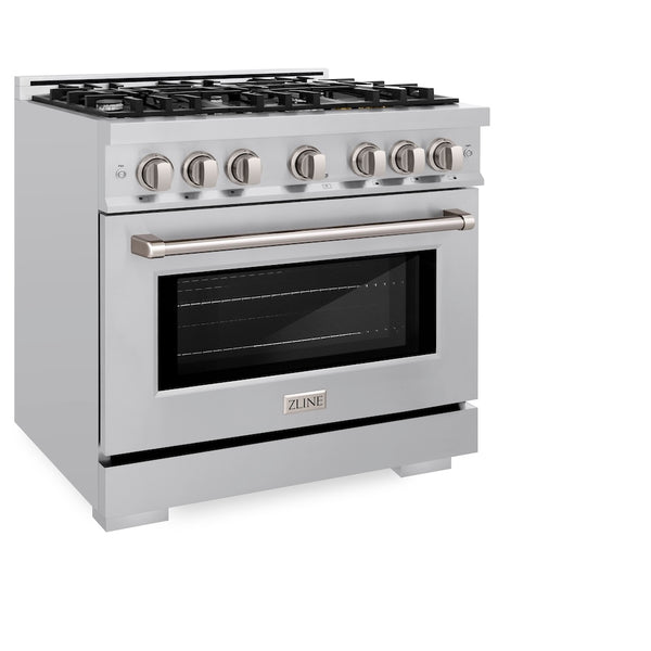 ZLINE 36 in. 5.2 cu. ft. Select Gas Range with 6 Burner Cooktop and Convection Gas Oven in Stainless Steel, Open Box-Great Condition