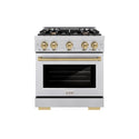 ZLINE Autograph Edition 30 in. 4.2 cu. ft. Select Gas Range with 4 Burner Cooktop and Convection Gas Oven in Stainless Steel and Champagne Bronze Accents, Open Box-Great Condition