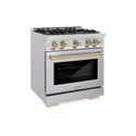 ZLINE Autograph Edition 30 in. 4.2 cu. ft. Select Gas Range with 4 Burner Cooktop and Convection Gas Oven in Stainless Steel and Champagne Bronze Accents, Open Box-Great Condition
