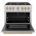 ZLINE Autograph Edition 36 in. 5.2 cu. ft. Select Gas Range with 6 Burner Cooktop and Convection Gas Oven in Stainless Steel and Champagne Bronze Accents, Open Box-Great Condition