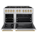 ZLINE Autograph Edition 48 in. 6.7 cu. ft. Select Double Oven Gas Range with 8 Burner Cooktop in Stainless Steel and Champagne Bronze Accents, Open Box-Great Condition