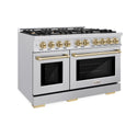 ZLINE Autograph Edition 48 in. 6.7 cu. ft. Select Double Oven Gas Range with 8 Burner Cooktop in Stainless Steel and Champagne Bronze Accents, Open Box-Great Condition