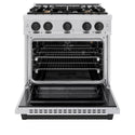 ZLINE Autograph Edition 30 in. 4.2 cu. ft. Select Gas Range with 4 Burner Cooktop and Convection Gas Oven in Stainless Steel and Matte Black Accents, Open Box-Great Condition