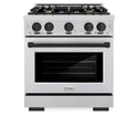 ZLINE Autograph Edition 30 in. 4.2 cu. ft. Select Gas Range with 4 Burner Cooktop and Convection Gas Oven in Stainless Steel and Matte Black Accents, Open Box-Great Condition