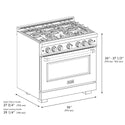 ZLINE Autograph Edition 36 in. 5.2 cu. ft. Select Gas Range with 6 Burner Cooktop and Convection Gas Oven in Stainless Steel and Matte Black Accents, Open Box-Great Condition