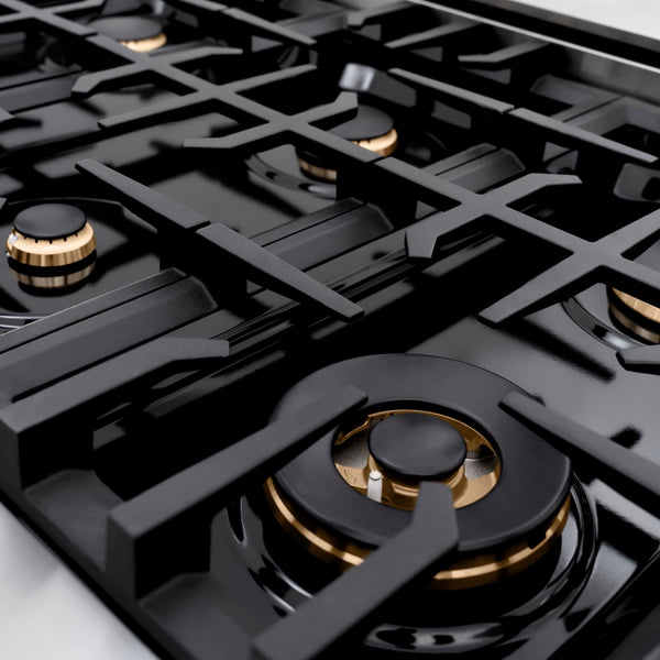 ZLINE Autograph Edition 36 in. 5.2 cu. ft. Select Gas Range with 6 Burner Cooktop and Convection Gas Oven in Stainless Steel and Matte Black Accents, Open Box-Great Condition