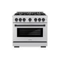 ZLINE Autograph Edition 36 in. 5.2 cu. ft. Select Gas Range with 6 Burner Cooktop and Convection Gas Oven in Stainless Steel and Matte Black Accents, Open Box-Great Condition