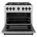 ZLINE Autograph Edition 36 in. 5.2 cu. ft. Select Gas Range with 6 Burner Cooktop and Convection Gas Oven in Stainless Steel and Matte Black Accents, Open Box-Great Condition