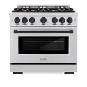 ZLINE Autograph Edition 36 in. 5.2 cu. ft. Select Gas Range with 6 Burner Cooktop and Convection Gas Oven in Stainless Steel and Matte Black Accents, Open Box-Great Condition