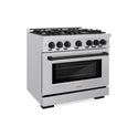 ZLINE Autograph Edition 36 in. 5.2 cu. ft. Select Gas Range with 6 Burner Cooktop and Convection Gas Oven in Stainless Steel and Matte Black Accents, Open Box-Great Condition