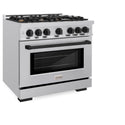 ZLINE Autograph Edition 36 in. 5.2 cu. ft. Select Gas Range with 6 Burner Cooktop and Convection Gas Oven in Stainless Steel and Matte Black Accents, Open Box-Great Condition