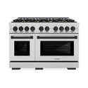 ZLINE Autograph Edition 48 in. 6.7 cu. ft. Select Double Oven Gas Range with 8 Burner Cooktop in Stainless Steel and Matte Black Accents, Open Box-Great Condition