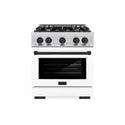 ZLINE Autograph Edition 30 in. 4.2 cu. ft. Select Gas Range with 4 Burner Cooktop and Convection Gas Oven in Stainless Steel with White Matte Door and Matte Black Accents, Open Box-Great Condition
