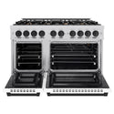 ZLINE Autograph Edition 48 in. 6.7 cu. ft. Select Double Oven Gas Range with 8 Burner Cooktop in Stainless Steel with White Matte Doors and Matte Black Accents, Open Box-Great Condition