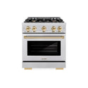 ZLINE Autograph Edition 30 in. 4.2 cu. ft. Select Gas Range with 4 Burner Cooktop and Convection Gas Oven in Stainless Steel and Polished Gold Accents, Open Box-Great Condition