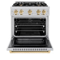ZLINE Autograph Edition 30 in. 4.2 cu. ft. Select Gas Range with 4 Burner Cooktop and Convection Gas Oven in Stainless Steel and Polished Gold Accents, Open Box-Great Condition