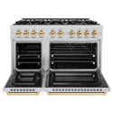 ZLINE Autograph Edition 48 in. 6.7 cu. ft. Select Double Oven Gas Range with 8 Burner Cooktop in Stainless Steel and Polished Gold Accents, Open Box-Great Condition