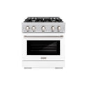 ZLINE 30 in. 4.2 cu. ft. Select Dual Fuel Range with 4 Burner Gas Cooktop and Electric Convection Oven in Stainless Steel with White Matte Door, Open Box-Great Condition