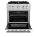 ZLINE 30 in. 4.2 cu. ft. Select Dual Fuel Range with 4 Burner Gas Cooktop and Electric Convection Oven in Stainless Steel with White Matte Door (HDR-WM-30)