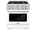 ZLINE 30 in. 4.2 cu. ft. Select Dual Fuel Range with 4 Burner Gas Cooktop and Electric Convection Oven in Satin Stainless Steel with White Matte Door, Open Box-Great Condition
