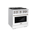 ZLINE 30 in. 4.2 cu. ft. Select Dual Fuel Range with 4 Burner Gas Cooktop and Electric Convection Oven in Satin Stainless Steel with White Matte Door, Open Box-Great Condition