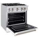 ZLINE 30 in. 4.2 cu. ft. Select Dual Fuel Range with 4 Burner Gas Cooktop and Electric Convection Oven in Stainless Steel with White Matte Door, Open Box-Great Condition