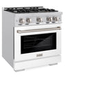 ZLINE 30 in. 4.2 cu. ft. Select Dual Fuel Range with 4 Burner Gas Cooktop and Electric Convection Oven in Satin Stainless Steel with White Matte Door, Open Box-Great Condition
