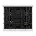 ZLINE 30 in. 4.2 cu. ft. Select Dual Fuel Range with 4 Burner Gas Cooktop and Electric Convection Oven in Satin Stainless Steel with White Matte Door, Open Box-Great Condition