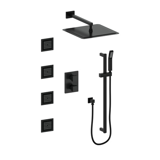 ZLINE Autograph Edition Crystal Bay Thermostatic Shower System with Body Jets in Matte Black (CBY-SHS-T3-MB)