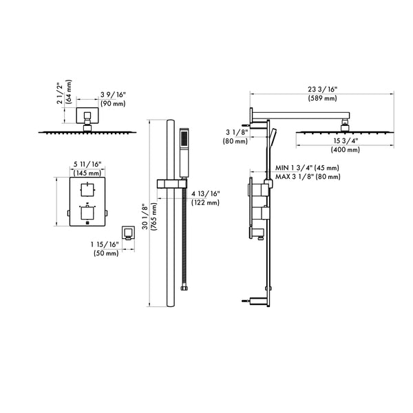 ZLINE Crystal Bay Thermostatic Shower System with color options (CBY-SHS-T2)