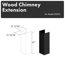 ZLINE 61 in. Rustic Black Wooden Chimney Extension for Ceilings up to 12 ft. (355CC-E)