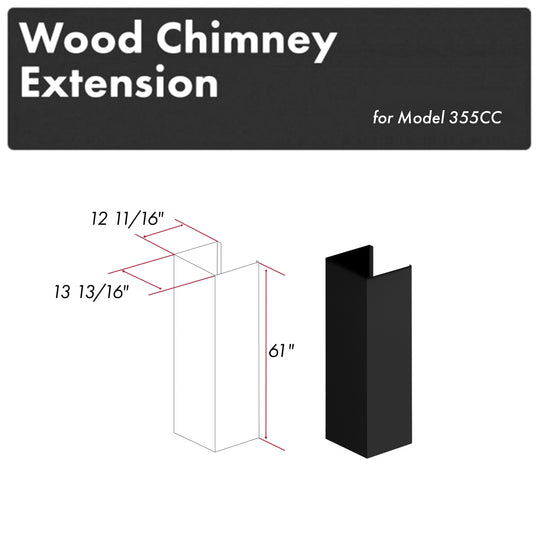 ZLINE 61 in. Rustic Black Wooden Chimney Extension for Ceilings up to 12 ft. (355CC-E)