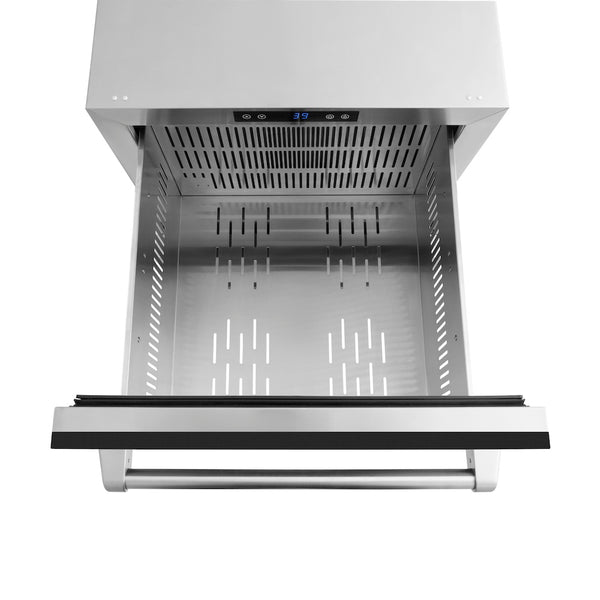 ZLINE 24 in. Touchstone 168 Can Outdoor-Rated Dual Refrigerator Drawer with Black Matte Doors (RDSO-BLM-24)
