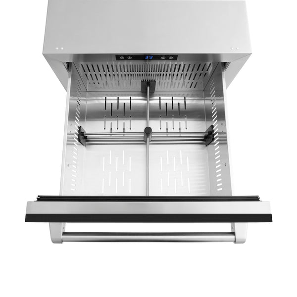 ZLINE 24 in. Touchstone 168 Can Outdoor-Rated Dual Refrigerator Drawer with Black Matte Doors (RDSO-BLM-24)