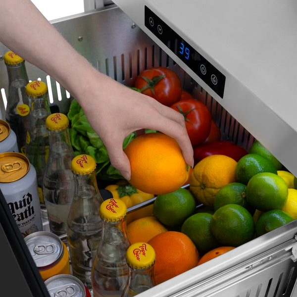 ZLINE 24 in. Touchstone 168 Can Outdoor-Rated Dual Refrigerator Drawer with Black Matte Doors (RDSO-BLM-24)