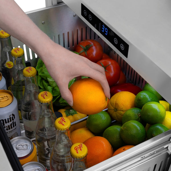 ZLINE 24 in. Touchstone 168 Can Outdoor-Rated Dual Refrigerator Drawer with Black Matte Doors (RDSO-BLM-24)