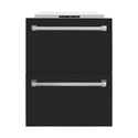 ZLINE 24 in. Touchstone 168 Can Outdoor-Rated Dual Refrigerator Drawer with Black Matte Doors (RDSO-BLM-24)