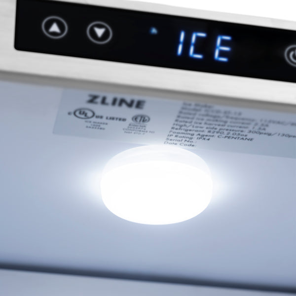 ZLINE 15 in. Touchstone Clear Cube Ice Maker with Drain Pump and Black Matte Door (ICCD-BLM-15)