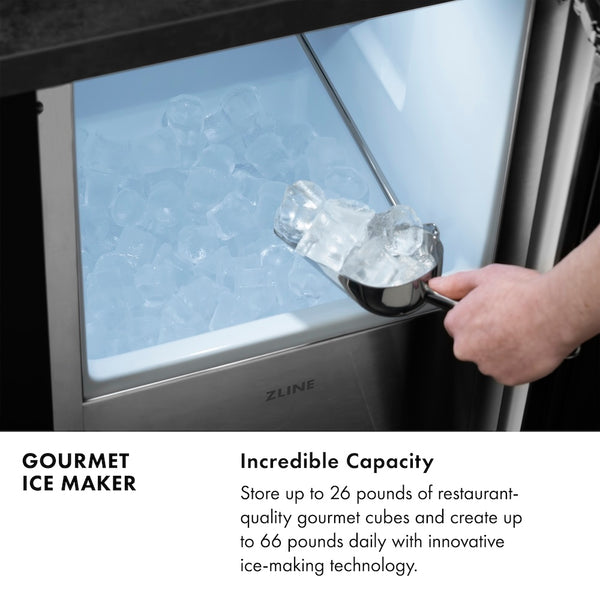 ZLINE 15 in. Touchstone Gourmet Ice Maker with Drain Pump and Solid Stainless Steel Door, Open Box-Great Condition