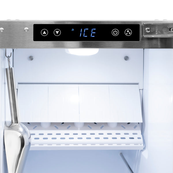 ZLINE Autograph Edition 15 in. Touchstone Gourmet Ice Maker with Drain Pump and Black Matte Door with Polished Gold Handle (IGMDZ-BLM-15-G)
