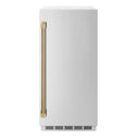 ZLINE Autograph Edition 15 in. Touchstone Gourmet Ice Maker with Drain Pump and Solid Stainless Steel Door with Polished Gold Helix Handle (IGMDZ-ST-15-KG)